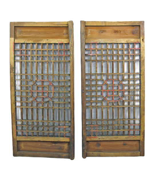 Pair of Vintage Chinese Latticed Screen Panel 2