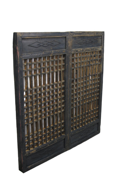 Pair of Vintage Chinese Latticed Screen Panel 3