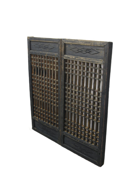 Pair of Vintage Chinese Latticed Screen Panel 3