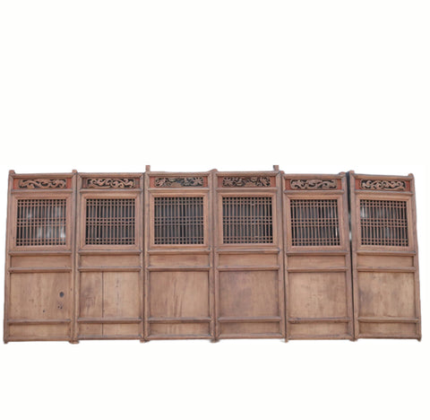 Antique Chinese Wood Screen Panels-Set of 6