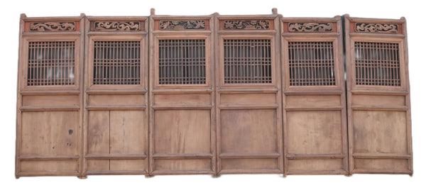 Antique Chinese Wood Screen Panels-Set of 6