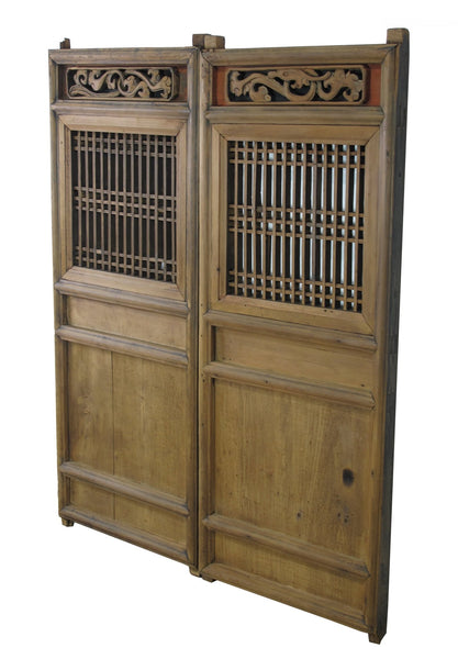 A Pair Antique Chinese Wood Screen Panels 1 - Dyag East