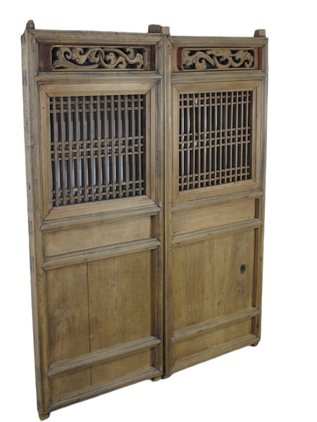 A Pair Antique Chinese Wood Screen Panels 1 - Dyag East