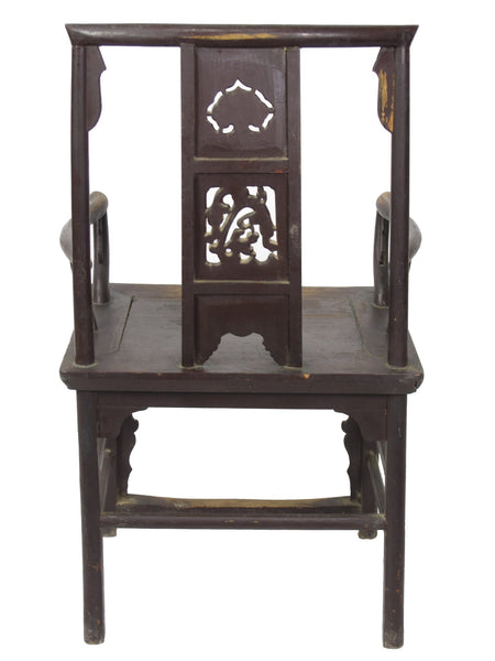 A Pair of Antique Chinese Armchair with Carved Back and Rim - Dyag East