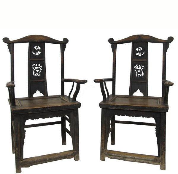 A Pair of Government Official Hat Antique Chinese Armchair - Dyag East