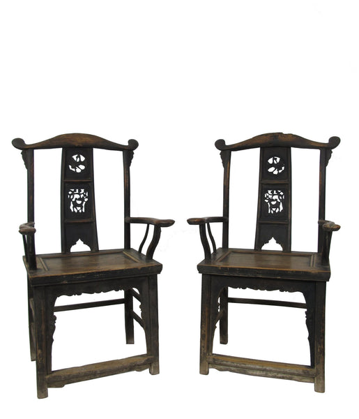 A Pair of Government Official Hat Antique Chinese Armchair - Dyag East