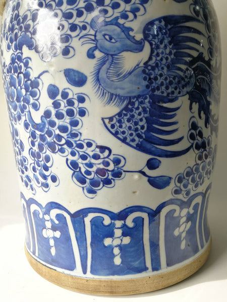 Blue and White Phoenix Porcelain Ginger Jar