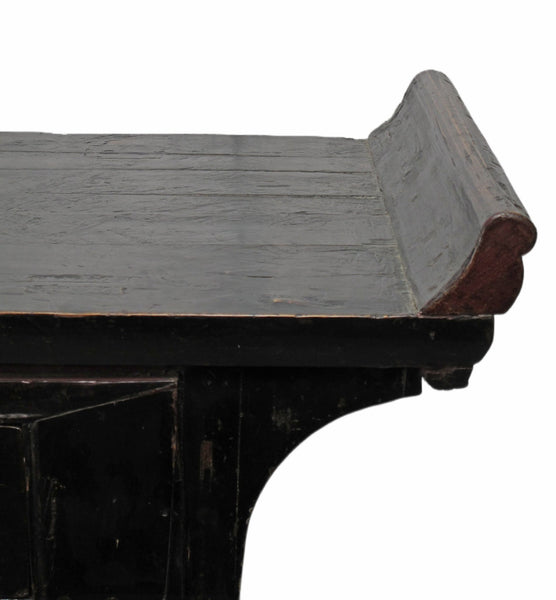 Antique Chinese Black Lacquer Altar Console Table - Dyag East