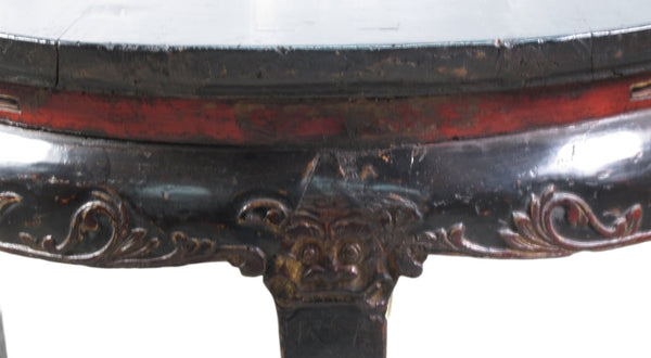 Antique Chinese Round Black Accent Table - Dyag East