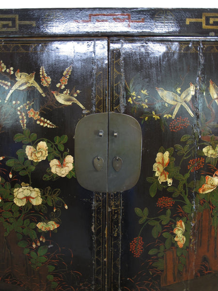 Birds and Flower Antique Chinese Cabinet - Dyag East