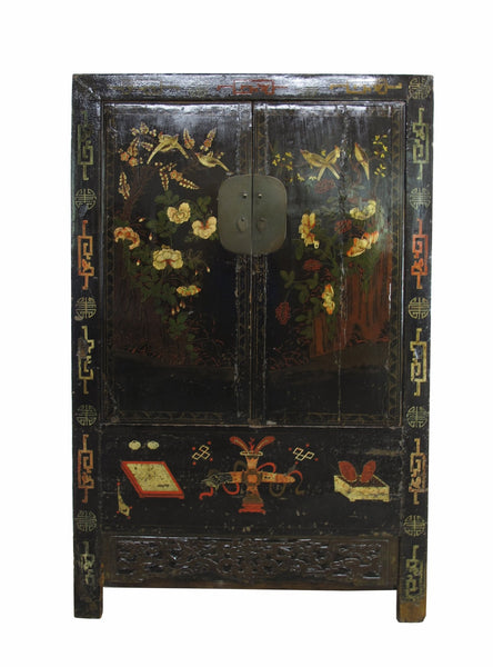 Birds and Flower Antique Chinese Cabinet - Dyag East