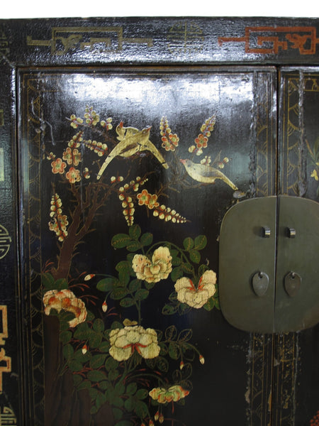 Birds and Flower Antique Chinese Cabinet - Dyag East