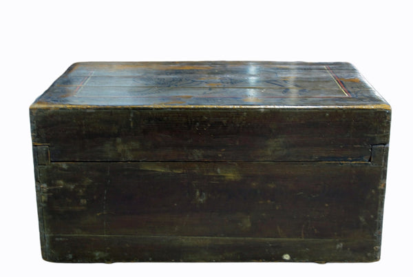 Black 29" Inch Long Antique Accent Trunk Table - Dyag East
