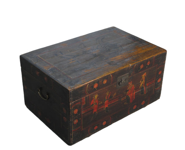 Black 29" Inch Long Antique Accent Trunk Table - Dyag East
