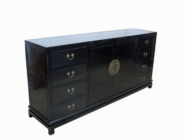 Black Lacquer Sideboard w 8 Drawers - Dyag East