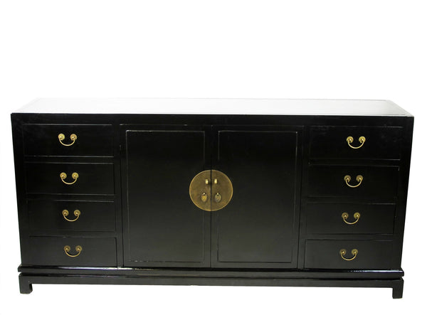 Black Lacquer Sideboard w 8 Drawers - Dyag East