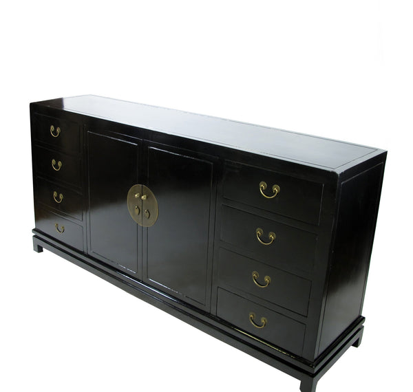 Black Lacquer Sideboard w 8 Drawers - Dyag East