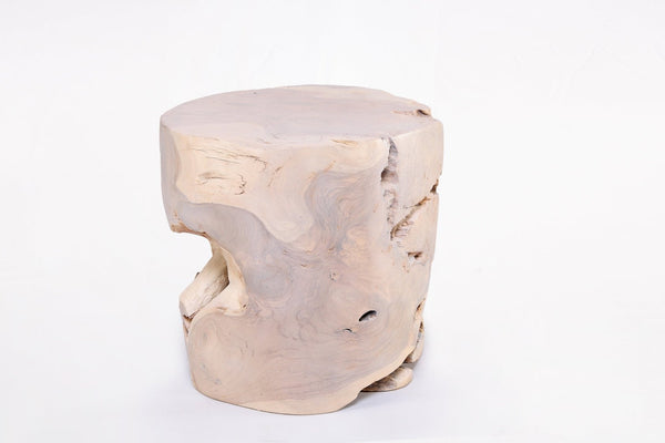 Bleached White Teak Root Accent or Side Table or Stool 41 - Dyag East