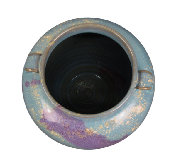 Blue and Purple Ceramic Cachepot or Flower Jar - Dyag East