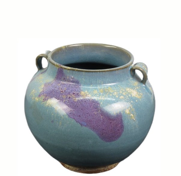 Blue and Purple Ceramic Cachepot or Flower Jar - Dyag East