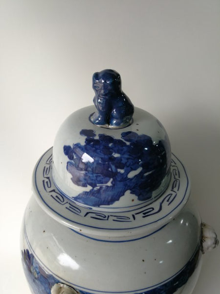 Blue and White Chinese Porcelain Ginger Jar With Hand Painted Playing Children - Dyag East