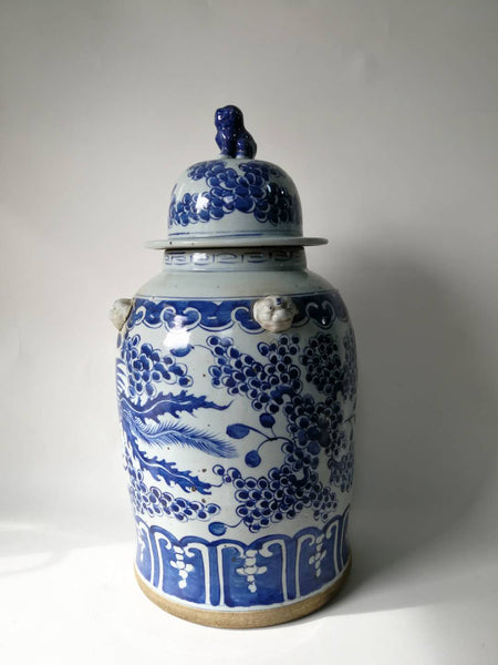 Blue and White Phoenix Porcelain Ginger Jar - Dyag East