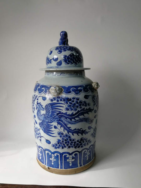 Blue and White Phoenix Porcelain Ginger Jar - Dyag East