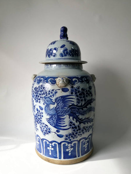 Blue and White Phoenix Porcelain Ginger Jar - Dyag East