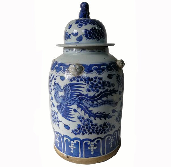 Blue and White Phoenix Porcelain Ginger Jar - Dyag East