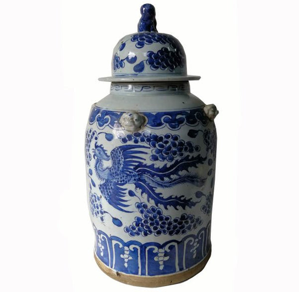 Blue and White Phoenix Porcelain Ginger Jar - Dyag East