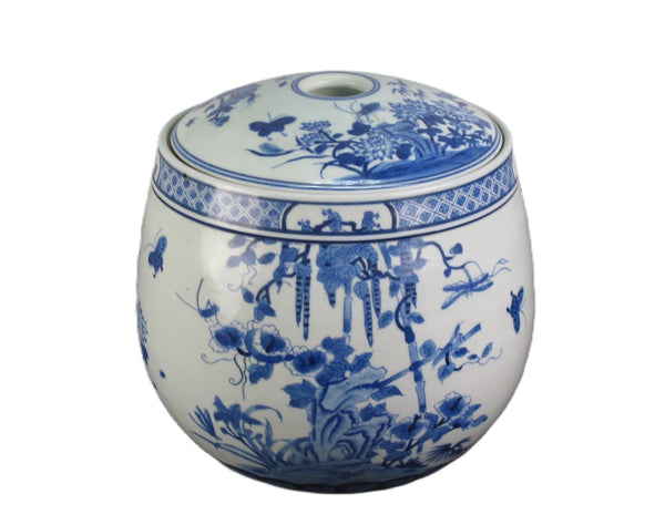 Blue & White Round Jar with lid - Dyag East