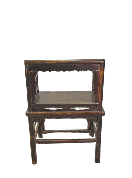 Brown Antique Chinese Low Back Arm Chair - Dyag East