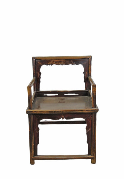 Brown Antique Chinese Low Back Arm Chair - Dyag East