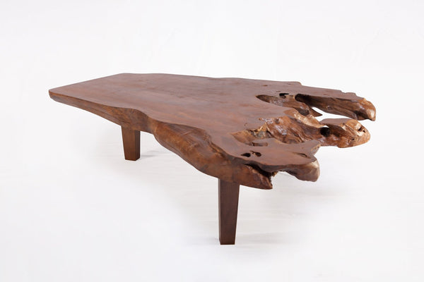 Brown Teak Living Edge Coffee Table 44 - Dyag East