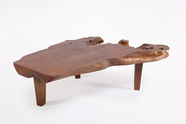 Brown Teak Living Edge Coffee Table 44 - Dyag East