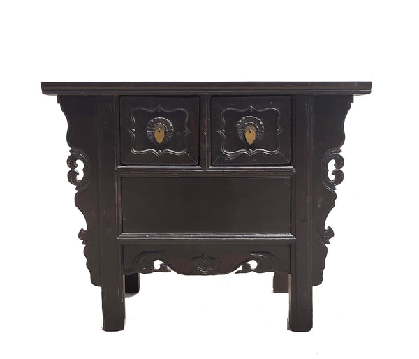 Dark Brown Antique Coffer Table with 2 Drawers - Dyag East