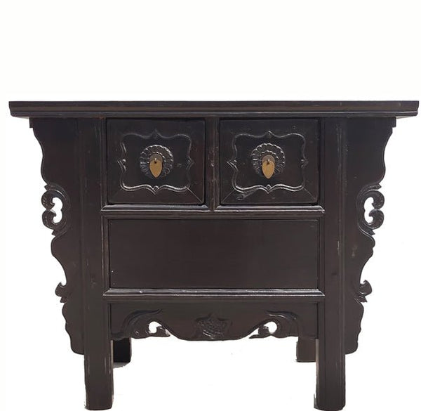 Dark Brown Antique Coffer Table with 2 Drawers - Dyag East