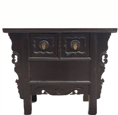 Dark Brown Antique Coffer Table with 2 Drawers - Dyag East