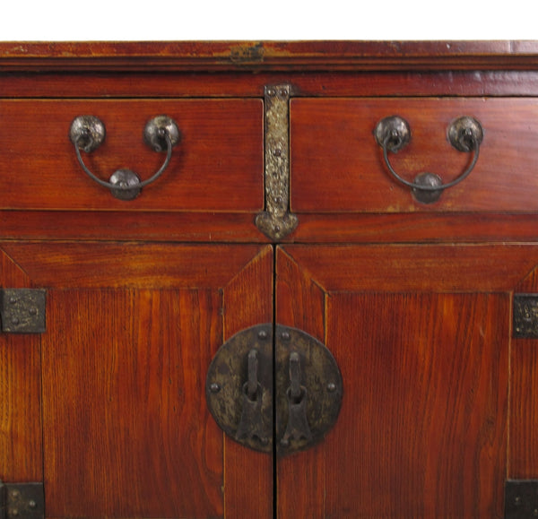 Deep Reddish Brown Antique Chinese Sideboard Buffet Cabinet - Dyag East