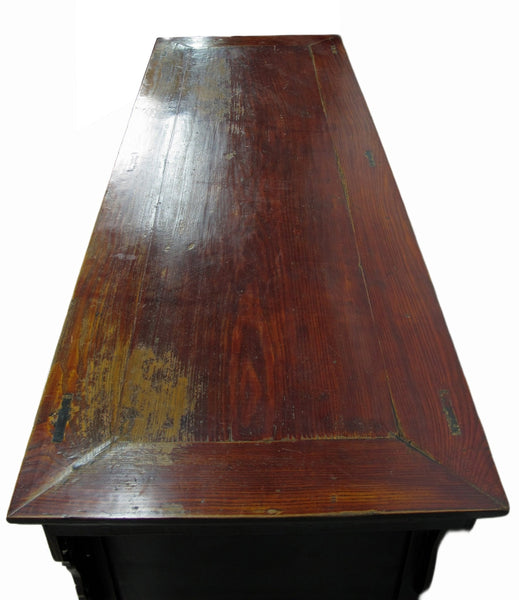 Deep Reddish Brown Antique Chinese Sideboard Buffet Cabinet - Dyag East