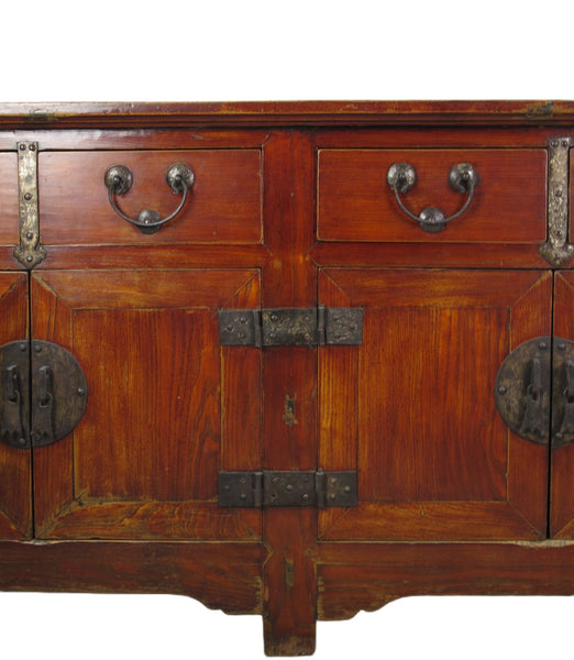 Deep Reddish Brown Antique Chinese Sideboard Buffet Cabinet - Dyag East