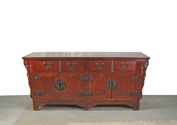 Deep Reddish Brown Antique Chinese Sideboard Buffet Cabinet - Dyag East