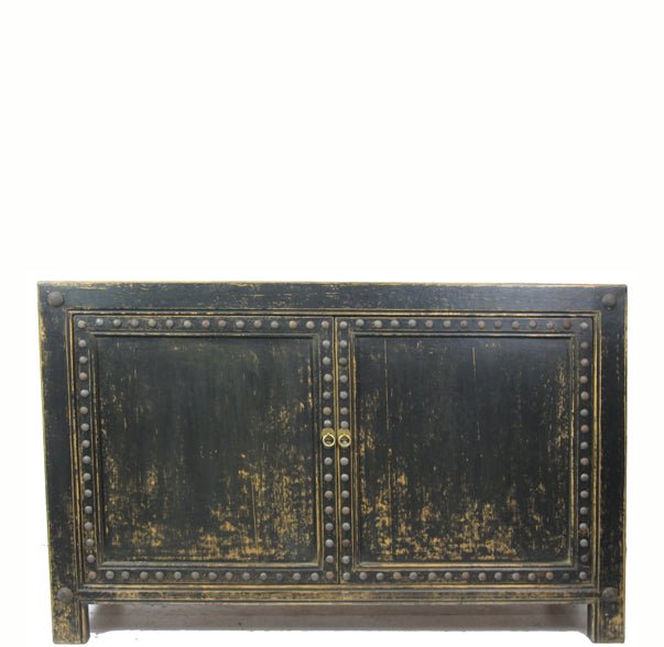Distressed 2 Panels Door Black Sideboard - Dyag East