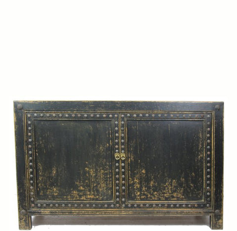 Distressed 2 Panels Door Black Sideboard - Dyag East