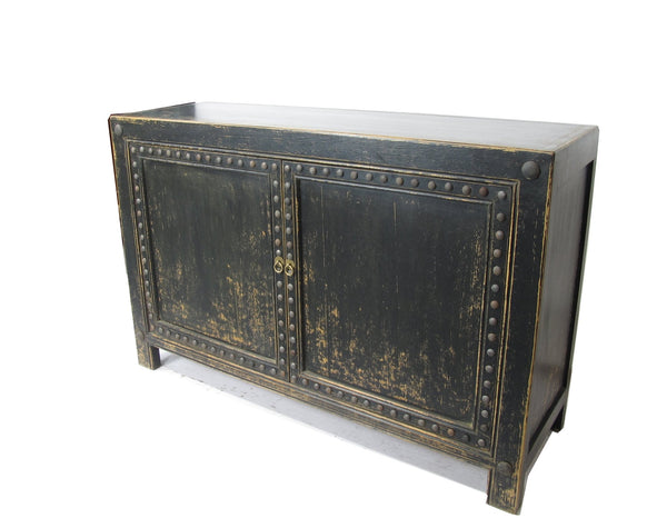 Distressed 2 Panels Door Black Sideboard - Dyag East