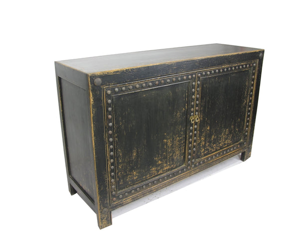 Distressed 2 Panels Door Black Sideboard - Dyag East