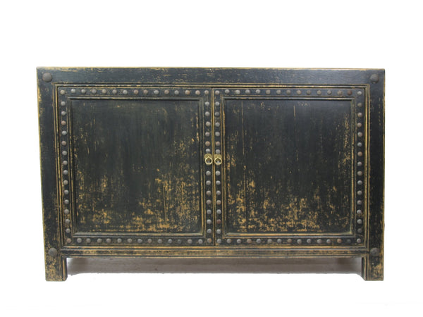 Distressed 2 Panels Door Black Sideboard - Dyag East