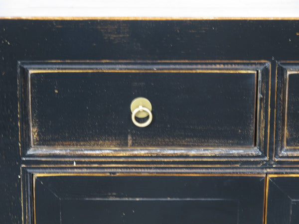 Distressed Antique Black 95" Long Sideboard Buffet Table - Dyag East