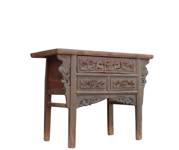 Early 18 Century Hand Carved 3 Drawers Antique Chinese Table - Dyag East
