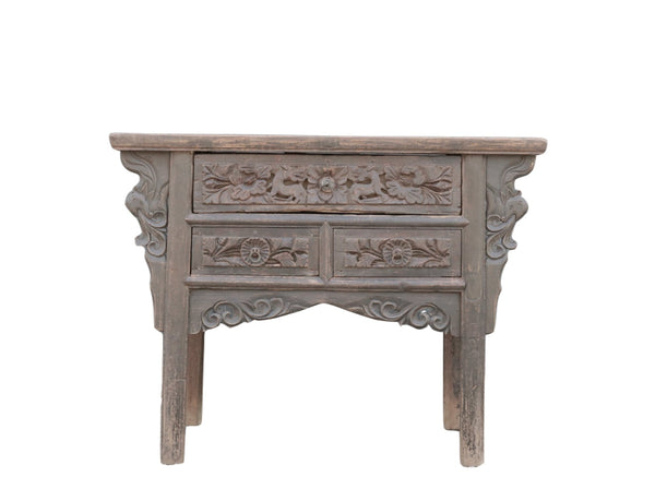 Early 18 Century Hand Carved 3 Drawers Antique Chinese Table - Dyag East